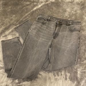 Washed Black Denim American Eagle High Waisted Mom Jeans